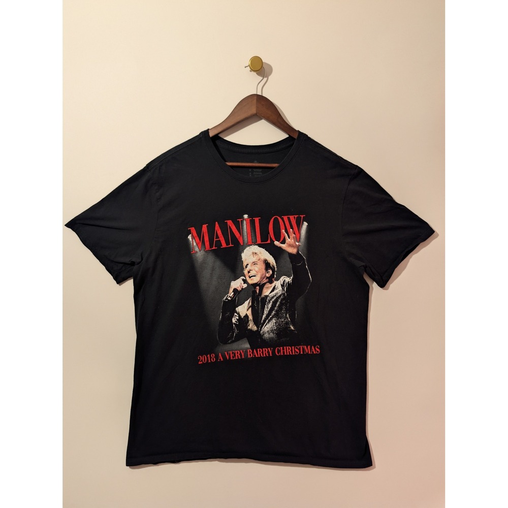 Barry Manilow T-Shirt Mens XL Black Excellent 2018 Christmas Tour Graphic Tee